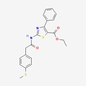 molecular formula C21H20N2O3S2 B2554302 Ethyl 2-(2-(4-(methylthio)phenyl)acetamido)-4-phenylthiazole-5-carboxylate CAS No. 919850-31-0