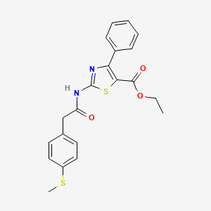 molecular formula C21H20N2O3S2 B2554302 2-(2-(4-(méthylthio)phényl)acétamido)-4-phénylthiazole-5-carboxylate d'éthyle CAS No. 919850-31-0