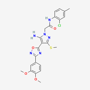 molecular formula C23H23ClN6O4S B2554310 2-(5-amino-4-(3-(3,4-dimethoxyphenyl)-1,2,4-oxadiazol-5-yl)-3-(methylthio)-1H-pyrazol-1-yl)-N-(2-chloro-4-methylphenyl)acetamide CAS No. 1243067-01-7