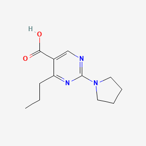molecular formula C12H17N3O2 B2554316 4-Propyl-2-pyrrolidin-1-ylpyrimidine-5-carboxylic acid CAS No. 1283123-97-6