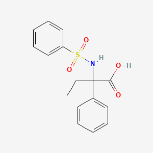 molecular formula C16H17NO4S B2554333 2-Phenyl-2-[(phenylsulfonyl)amino]butanoic acid CAS No. 361464-18-8