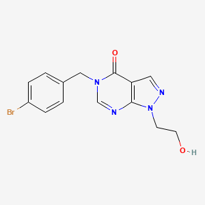 molecular formula C14H13BrN4O2 B2554340 5-[(4-溴苯基)甲基]-1-(2-羟乙基)吡唑并[3,4-d]嘧啶-4-酮 CAS No. 899756-76-4