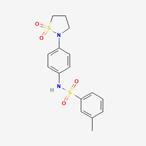 molecular formula C16H18N2O4S2 B2554365 N-(4-(1,1-dioxidoisothiazolidin-2-yl)phenyl)-3-methylbenzenesulfonamide CAS No. 942010-67-5
