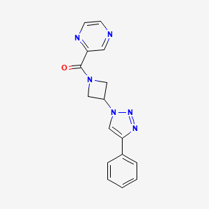 molecular formula C16H14N6O B2554376 (3-(4-苯基-1H-1,2,3-三唑-1-基)氮杂环丁-1-基)(吡嗪-2-基)甲酮 CAS No. 2034424-83-2