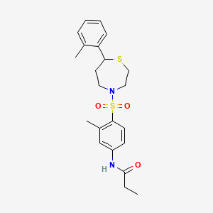 molecular formula C22H28N2O3S2 B2554389 N-(3-methyl-4-((7-(o-tolyl)-1,4-thiazepan-4-yl)sulfonyl)phenyl)propionamide CAS No. 1706091-57-7