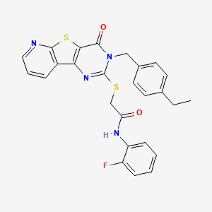 2-((3-(4-ethylbenzyl)-4-oxo-3,4-dihydropyrido[3',2':4,5]thieno[3,2-d]pyrimidin-2-yl)thio)-N-(2-fluorophenyl)acetamide