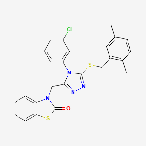 3-((4-(3-chlorophenyl)-5-((2,5-dimethylbenzyl)thio)-4H-1,2,4-triazol-3-yl)methyl)benzo[d]thiazol-2(3H)-one
