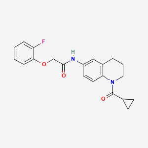 molecular formula C21H21FN2O3 B2554416 N-[1-(cyclopropanecarbonyl)-3,4-dihydro-2H-quinolin-6-yl]-2-(2-fluorophenoxy)acetamide CAS No. 1005298-26-9