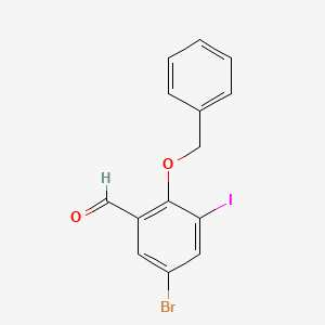 molecular formula C14H10BrIO2 B2554417 2-(Benzyloxy)-5-bromo-3-iodobenzaldehyde CAS No. 832674-20-1