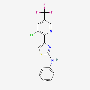 molecular formula C15H9ClF3N3S B2554426 4-[3-chloro-5-(trifluoromethyl)-2-pyridinyl]-N-phenyl-1,3-thiazol-2-amine CAS No. 2060748-37-8