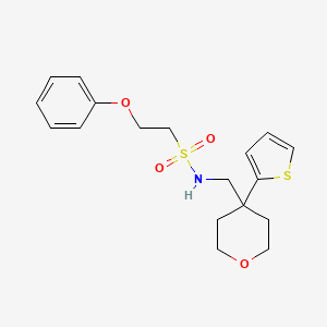 molecular formula C18H23NO4S2 B2554441 2-苯氧基-N-((4-(噻吩-2-基)四氢-2H-吡喃-4-基)甲基)乙磺酰胺 CAS No. 1428357-08-7