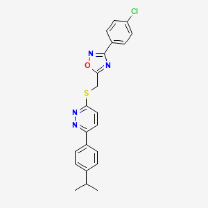 molecular formula C22H19ClN4OS B2554450 3-({[3-(4-氯苯基)-1,2,4-噁二唑-5-基]甲硫基)-6-(4-异丙苯基)嘧啶嗪 CAS No. 1115285-88-5