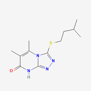 molecular formula C12H18N4OS B2554457 3-(isopentylthio)-5,6-dimethyl-[1,2,4]triazolo[4,3-a]pyrimidin-7(8H)-one CAS No. 895006-77-6