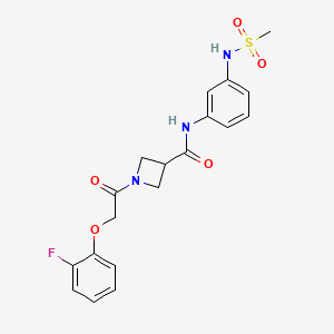molecular formula C19H20FN3O5S B2554459 1-[2-(2-fluorophenoxy)acetyl]-N-(3-methanesulfonamidophenyl)azetidine-3-carboxamide CAS No. 1705301-01-4