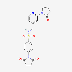 molecular formula C20H20N4O5S B2554462 4-(2,5-二氧代吡咯烷-1-基)-N-((2-(2-氧代吡咯烷-1-基)吡啶-4-基)甲基)苯磺酰胺 CAS No. 2034389-31-4