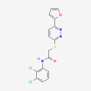 molecular formula C16H11Cl2N3O2S B2554466 N-(2,3-二氯苯基)-2-[6-(呋喃-2-基)嘧啶-3-基]硫代乙酰胺 CAS No. 922932-74-9