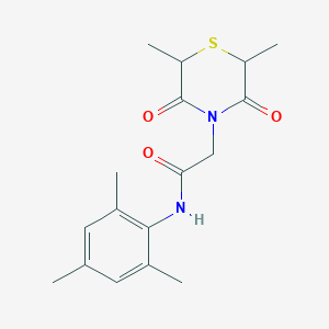 molecular formula C17H22N2O3S B2554467 2-(2,6-dimethyl-3,5-dioxothiomorpholin-4-yl)-N-(2,4,6-trimethylphenyl)acetamide CAS No. 868215-60-5