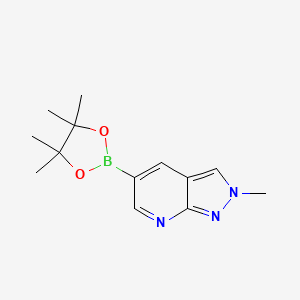 molecular formula C13H18BN3O2 B2554478 2-甲基-5-(4,4,5,5-四甲基-1,3,2-二氧杂硼烷-2-基)-2H-吡唑并[3,4-b]吡啶 CAS No. 1809889-70-0