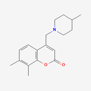 molecular formula C18H23NO2 B2554479 7,8-dimethyl-4-((4-methylpiperidin-1-yl)methyl)-2H-chromen-2-one CAS No. 848275-04-7