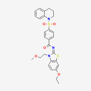 molecular formula C28H29N3O5S2 B2554496 (Z)-4-((3,4-dihydroquinolin-1(2H)-yl)sulfonyl)-N-(6-ethoxy-3-(2-methoxyethyl)benzo[d]thiazol-2(3H)-ylidene)benzamide CAS No. 865161-90-6