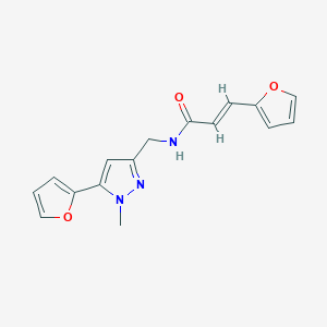(E)-3-(furan-2-yl)-N-((5-(furan-2-yl)-1-methyl-1H-pyrazol-3-yl)methyl)acrylamide