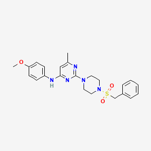 molecular formula C23H27N5O3S B2554515 2-(4-(benzylsulfonyl)piperazin-1-yl)-N-(4-methoxyphenyl)-6-methylpyrimidin-4-amine CAS No. 1219904-01-4