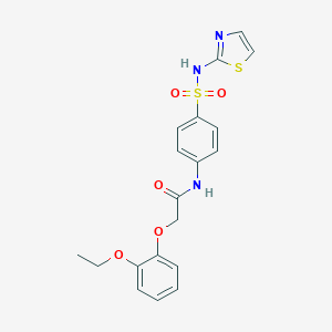 molecular formula C19H19N3O5S2 B255452 2-(2-ethoxyphenoxy)-N-{4-[(1,3-thiazol-2-ylamino)sulfonyl]phenyl}acetamide 
