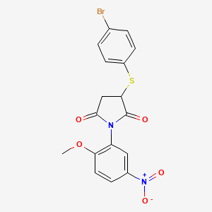 molecular formula C17H13BrN2O5S B2554521 3-[(4-bromophenyl)sulfanyl]-1-(2-methoxy-5-nitrophenyl)dihydro-1H-pyrrole-2,5-dione CAS No. 882749-48-6