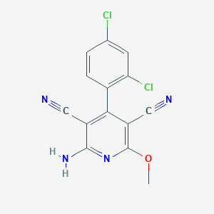 molecular formula C14H8Cl2N4O B255453 2-Amino-4-(2,4-dichlorophenyl)-6-methoxy-3,5-pyridinedicarbonitrile 