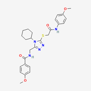molecular formula C26H31N5O4S B2554531 N-[[4-环己基-5-[2-(4-甲氧基苯胺基)-2-氧代乙基]硫烷基-1,2,4-三唑-3-基]甲基]-4-甲氧基苯甲酰胺 CAS No. 476448-53-0