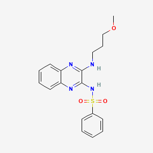 molecular formula C18H20N4O3S B2554536 N-{3-[(3-methoxypropyl)amino]quinoxalin-2-yl}benzenesulfonamide CAS No. 714928-46-8