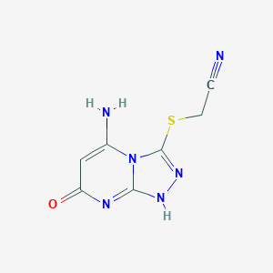 molecular formula C7H6N6OS B255454 2-[(5-amino-7-oxo-1H-[1,2,4]triazolo[4,3-a]pyrimidin-3-yl)sulfanyl]acetonitrile 