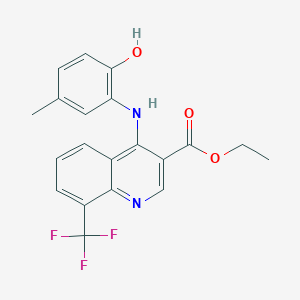 molecular formula C20H17F3N2O3 B255455 Ethyl 4-(2-hydroxy-5-methylanilino)-8-(trifluoromethyl)-3-quinolinecarboxylate 