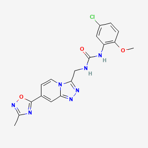 molecular formula C18H16ClN7O3 B2554554 1-(5-Chloro-2-methoxyphenyl)-3-((7-(3-methyl-1,2,4-oxadiazol-5-yl)-[1,2,4]triazolo[4,3-a]pyridin-3-yl)methyl)urea CAS No. 1903276-74-3