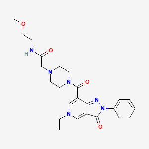 molecular formula C24H30N6O4 B2554562 2-(4-(5-ethyl-3-oxo-2-phenyl-3,5-dihydro-2H-pyrazolo[4,3-c]pyridine-7-carbonyl)piperazin-1-yl)-N-(2-methoxyethyl)acetamide CAS No. 1040649-91-9