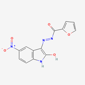 (E)-N'-(5-nitro-2-oxoindolin-3-ylidene)furan-2-carbohydrazide