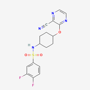 molecular formula C17H16F2N4O3S B2554577 N-((1r,4r)-4-((3-cyanopyrazin-2-yl)oxy)cyclohexyl)-3,4-difluorobenzenesulfonamide CAS No. 2034437-95-9