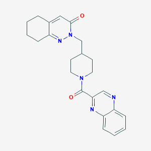 molecular formula C23H25N5O2 B2554578 2-{[1-(Quinoxaline-2-carbonyl)piperidin-4-yl]methyl}-2,3,5,6,7,8-hexahydrocinnolin-3-one CAS No. 2097925-12-5