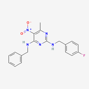 N4-benzyl-N2-(4-fluorobenzyl)-6-methyl-5-nitropyrimidine-2,4-diamine