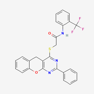 molecular formula C26H18F3N3O2S B2554598 2-((2-phenyl-5H-chromeno[2,3-d]pyrimidin-4-yl)thio)-N-(2-(trifluoromethyl)phenyl)acetamide CAS No. 866847-21-4