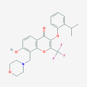 molecular formula C24H24F3NO5 B255460 7-hydroxy-3-(2-isopropylphenoxy)-8-(4-morpholinylmethyl)-2-(trifluoromethyl)-4H-chromen-4-one 