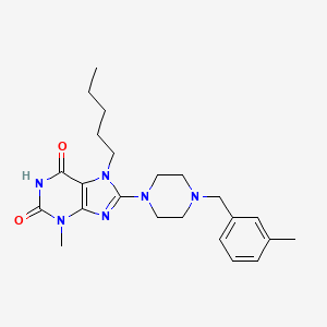 molecular formula C23H32N6O2 B2554613 3-methyl-8-(4-(3-methylbenzyl)piperazin-1-yl)-7-pentyl-1H-purine-2,6(3H,7H)-dione CAS No. 898408-48-5