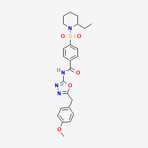 molecular formula C24H28N4O5S B2554616 4-((2-ethylpiperidin-1-yl)sulfonyl)-N-(5-(4-methoxybenzyl)-1,3,4-oxadiazol-2-yl)benzamide CAS No. 955244-30-1