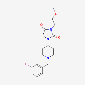 molecular formula C18H24FN3O3 B2554617 1-(1-(3-Fluorobenzyl)piperidin-4-yl)-3-(2-methoxyethyl)imidazolidine-2,4-dione CAS No. 2034332-94-8