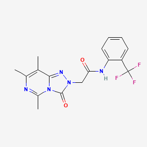 molecular formula C17H16F3N5O2 B2554627 N-(2-(trifluoromethyl)phenyl)-2-(5,7,8-trimethyl-3-oxo-[1,2,4]triazolo[4,3-c]pyrimidin-2(3H)-yl)acetamide CAS No. 1428374-87-1