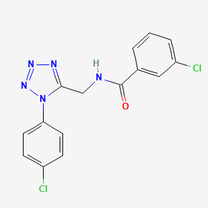 molecular formula C15H11Cl2N5O B2554628 3-chloro-N-((1-(4-chlorophenyl)-1H-tetrazol-5-yl)methyl)benzamide CAS No. 921102-81-0