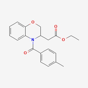 molecular formula C20H21NO4 B2554640 ethyl 2-[4-(4-methylbenzoyl)-3,4-dihydro-2H-1,4-benzoxazin-3-yl]acetate CAS No. 439112-01-3