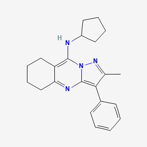 molecular formula C22H26N4 B2554652 N-cyclopentyl-2-methyl-3-phenyl-5,6,7,8-tetrahydropyrazolo[5,1-b]quinazolin-9-amine CAS No. 896601-60-8