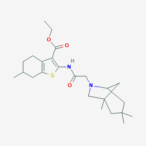 molecular formula C24H36N2O3S B255466 Ethyl 6-methyl-2-{[(1,3,3-trimethyl-6-azabicyclo[3.2.1]oct-6-yl)acetyl]amino}-4,5,6,7-tetrahydro-1-benzothiophene-3-carboxylate 