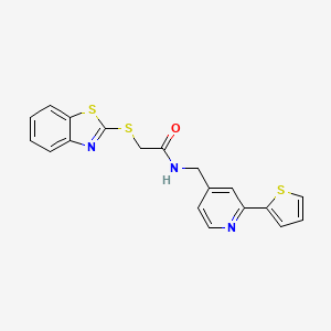 2-(benzo[d]thiazol-2-ylthio)-N-((2-(thiophen-2-yl)pyridin-4-yl)methyl)acetamide